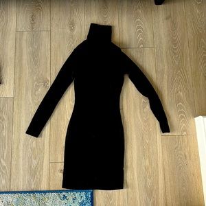 Black mini turtle neck dress